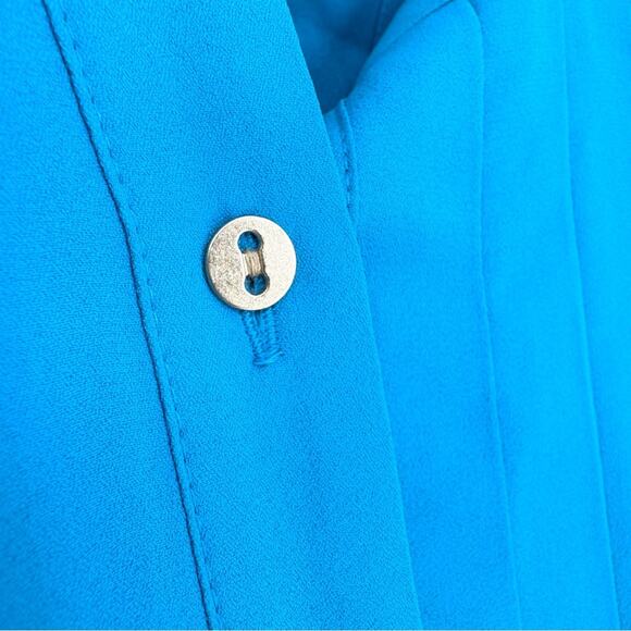 NWT* Ann Taylor Pleated Belted Button Front Cap Sleeve Dress Royal Blue Size 18 - Picture 9 of 15